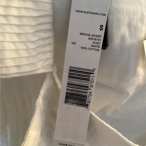 Elie Tahari white Mischa jacket Size Small 100% cotton no belt NWT - Picture 14 of 15